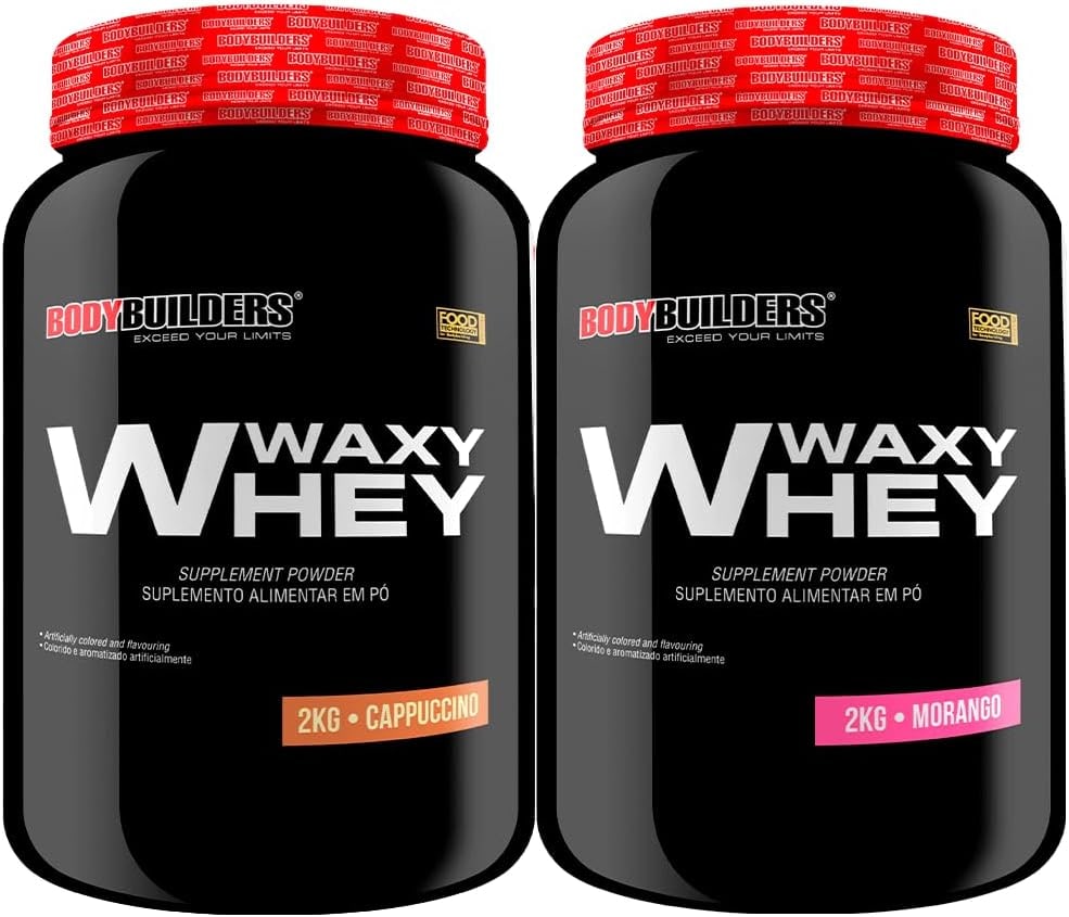 2x Whey Protein Waxy Whey (35%) - 2kg - Bodybuilders Morango e Cappuccino