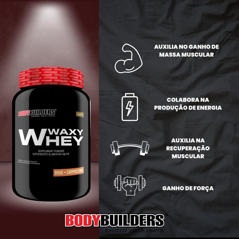 2x Whey Protein Waxy Whey (35%) - 2kg - Bodybuilders Morango e Cappuccino thumbnail 4