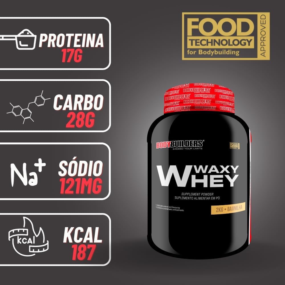 2x Whey Protein Waxy Whey (35%) - 2kg - Bodybuilders Morango e Cappuccino thumbnail 6