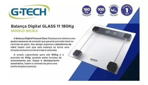 Balança Corporal Digital G-tech Glass 11 Vidro Até 180 Kg… thumbnail 4