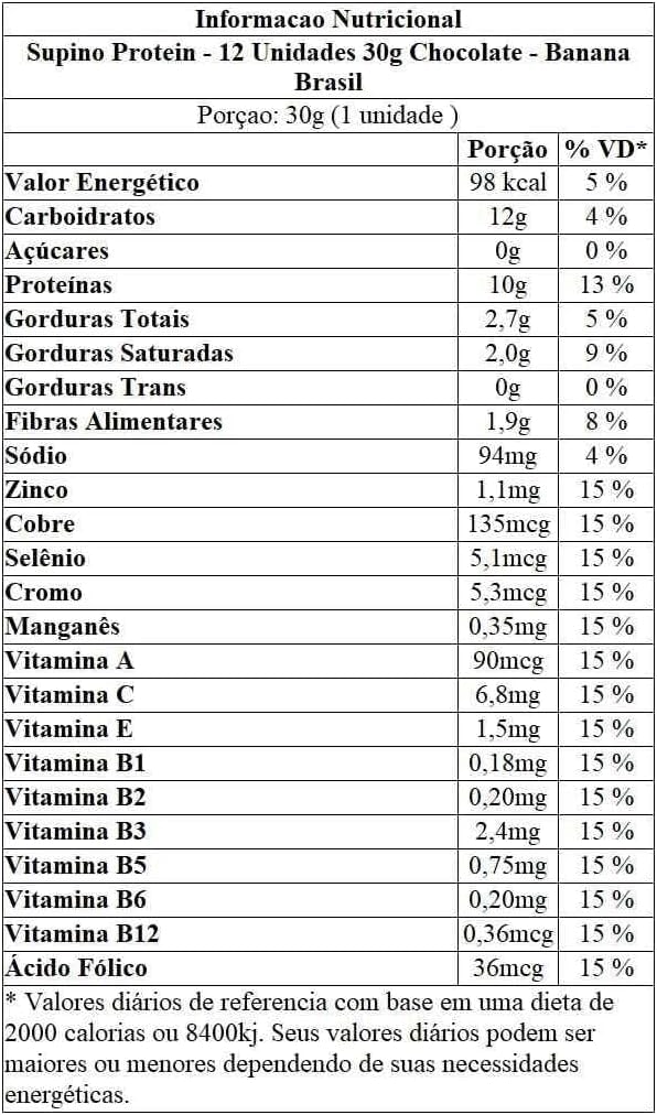 Banana Brasil Display Barra De Proteína Supino Protein Chocolate - 12 Unidades De 30G thumbnail 3