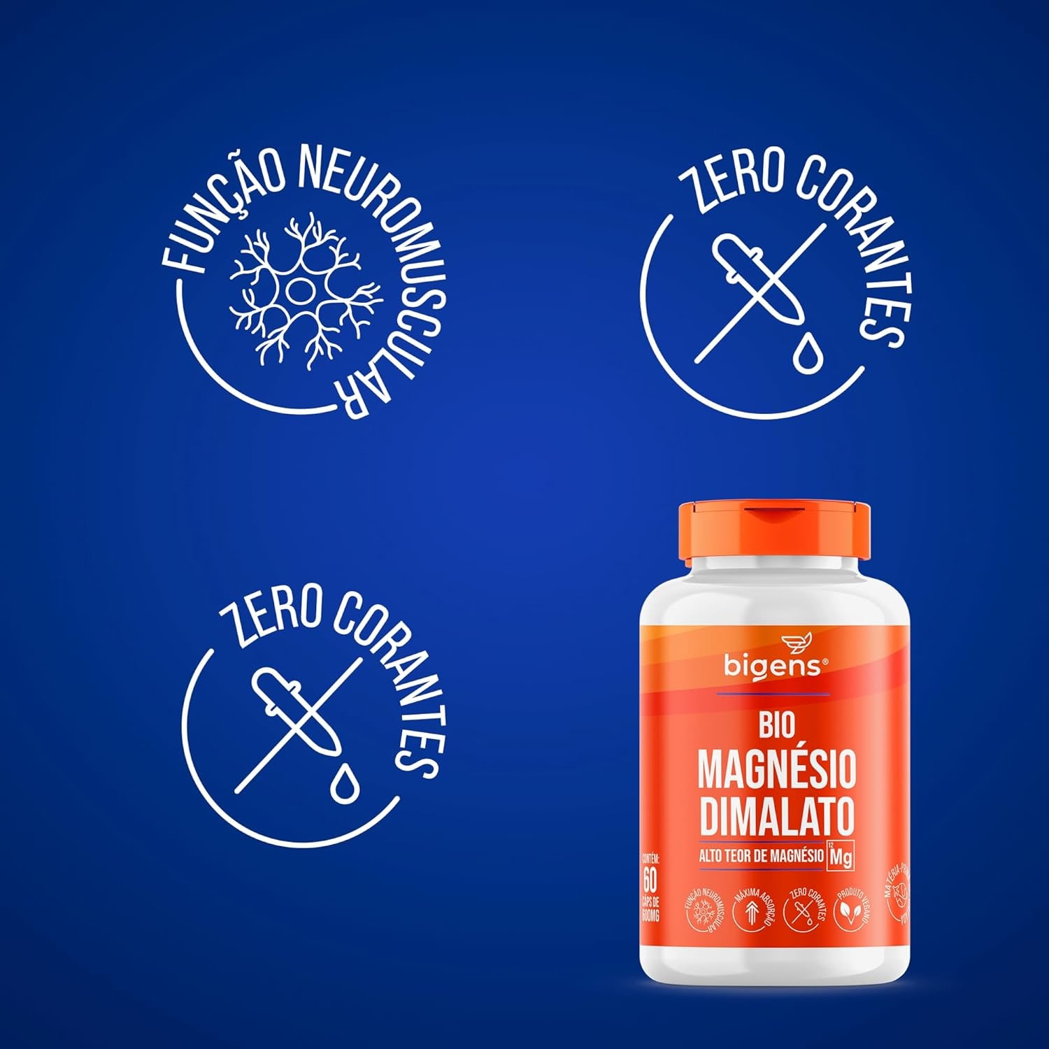 Bio Magnésio Dimalato vegano, alto teor, Biogens, Kit 3 x 60 capsulas thumbnail 5