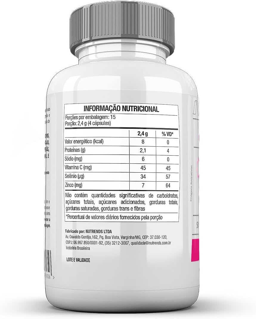 Colágeno Hidrolisado + Selênio + Zinco + Vita C 60 cápsulas, Nutrends thumbnail 3