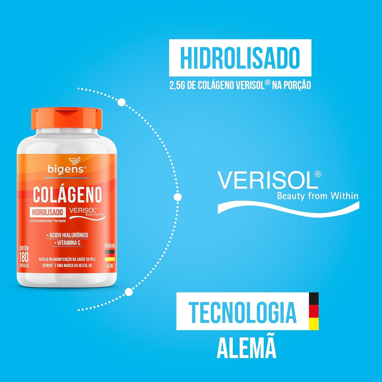 Colágeno Hidrolisado Verisol com Ácido Hialurônico e Vitamina C, Biogens, Kit 2x 180 caps thumbnail 4