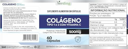 Colageno Tipo 1 E 2 Com Vitamina C 60 Cápsulas - Verding thumbnail 4