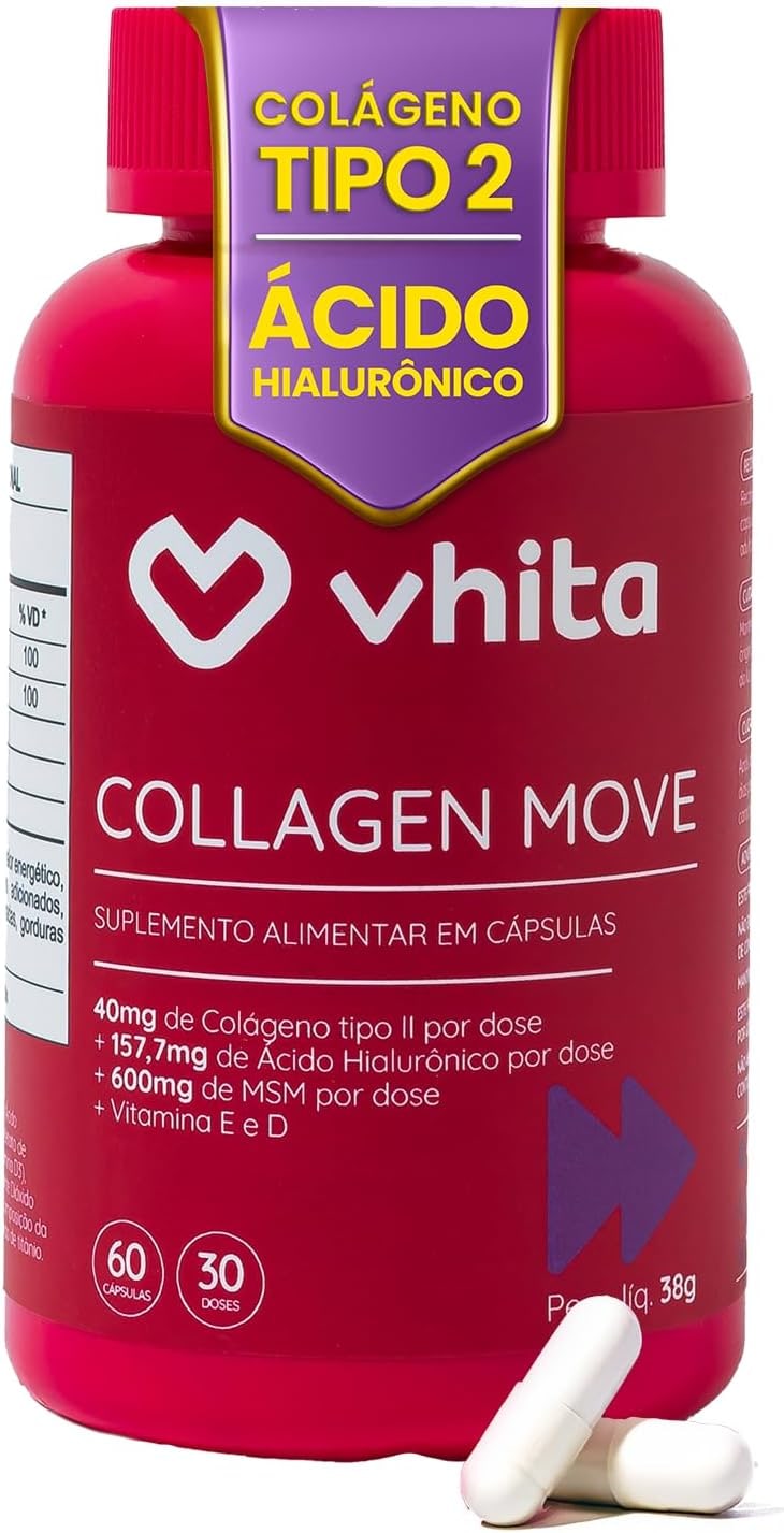 Colágeno Tipo 2 Com Ácido Hialurônico - 40mg Concentrado 60 Cápsulas Vhita