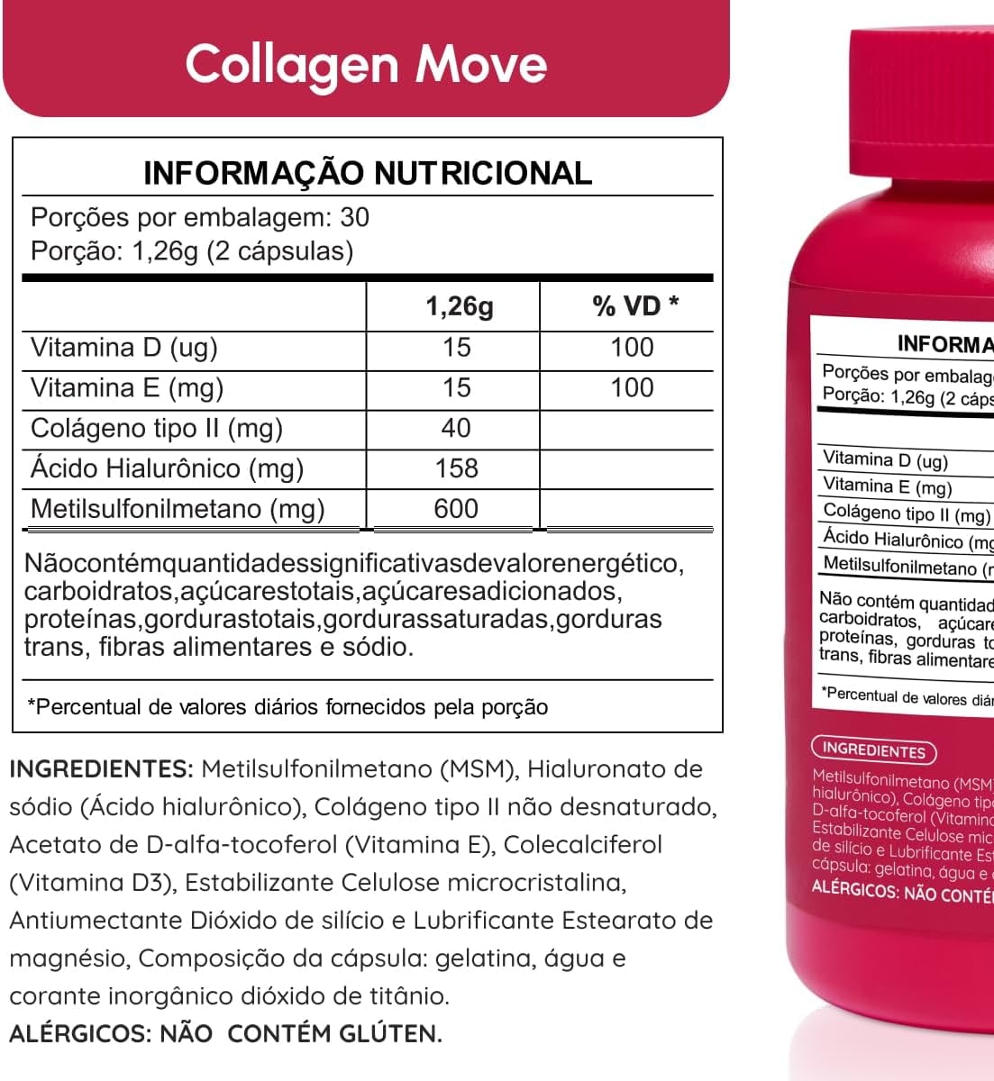 Colágeno Tipo 2 Com Ácido Hialurônico - 40mg Concentrado 60 Cápsulas Vhita thumbnail 5