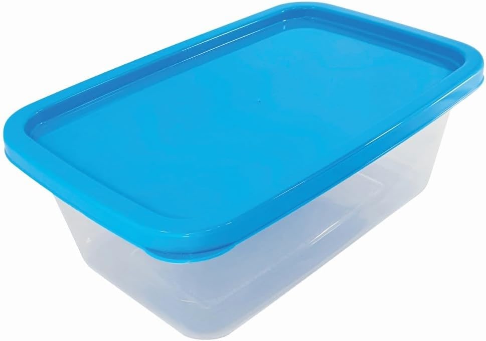 Conjunto kit 10 Potes 500ml Transparente BPA Free Marmitas Fitness C/Tampa Colorida Para Freezer Microondas (Tampa Azul)