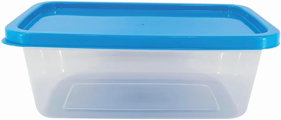 Conjunto kit 10 Potes 500ml Transparente BPA Free Marmitas Fitness C/Tampa Colorida Para Freezer Microondas (Tampa Azul) thumbnail 2