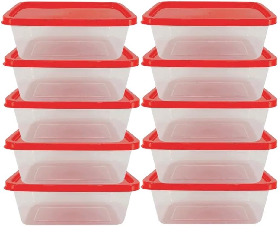 Conjunto kit 10 Potes 500ml Transparente BPA Free Marmitas Fitness C/Tampa Colorida Para Freezer Microondas (Tampa Azul) thumbnail 5