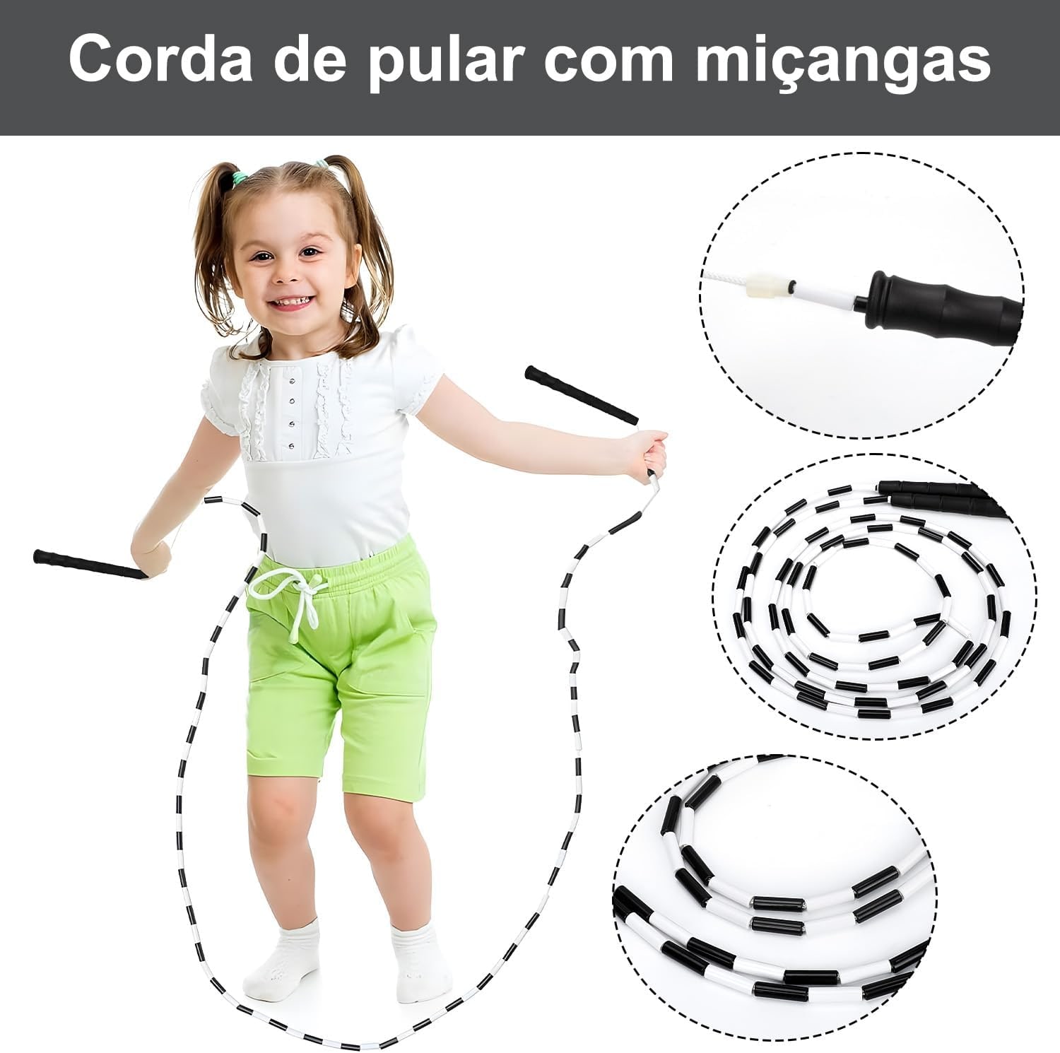 Corda de Pular Segmentada Profissional - Corda de Nylon Antienroscamento para Adultos e Crianças, Design Antiderrapante, TPE Resistente ao Frio, Ideal para Fitness, Freestyle e Iniciantes (2.8m) thumbnail 2
