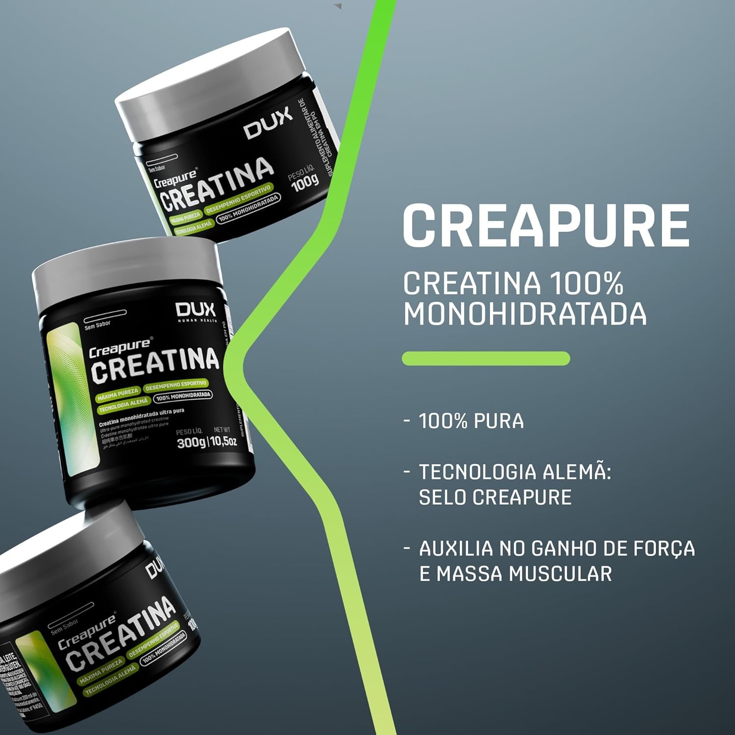 Creatina Monohidratada 100% Creapure Sem Sabor Pote 300g - Suplementação Academia, Ganho Muscular Hipertrofia, Força Energia Resistência, Suplementos Naturais - DUX HUMAN HEALTH thumbnail 2