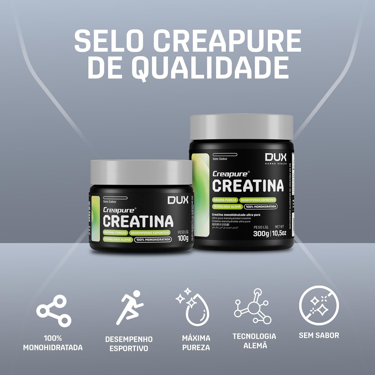 Creatina Monohidratada 100% Creapure Sem Sabor Pote 300g - Suplementação Academia, Ganho Muscular Hipertrofia, Força Energia Resistência, Suplementos Naturais - DUX HUMAN HEALTH thumbnail 5