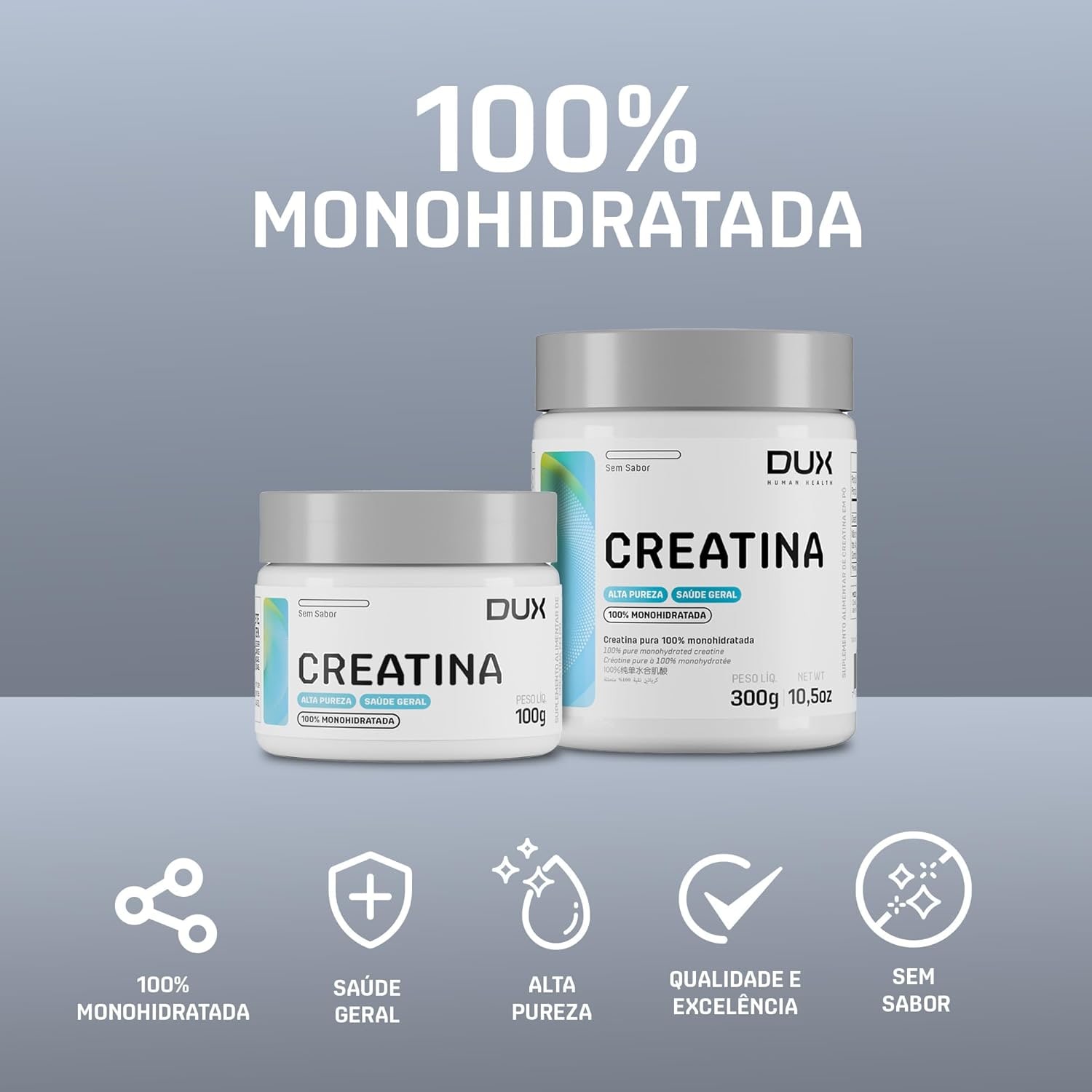 Creatina Monohidratada Sem Sabor - Pote 300g - Suplementação Treino Academia, Ganho Muscular Hipertrofia, Força Energia Resistência, Suplementos Naturais - DUX HUMAN HEALTH thumbnail 5