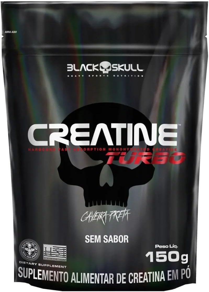 Creatine Turbo BlackSkull - Creatina Monohidratada em pó, com carboidrato para melhor absorção e performance (300g Pote, Laranja) thumbnail 4