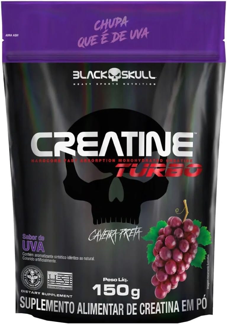 Creatine Turbo BlackSkull - Creatina Monohidratada em pó, com carboidrato para melhor absorção e performance (300g Pote, Laranja) thumbnail 5