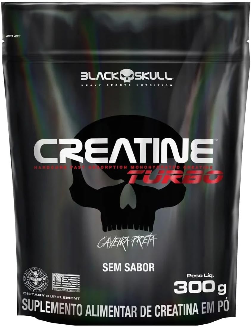Creatine Turbo BlackSkull - Creatina Monohidratada em pó, com carboidrato para melhor absorção e performance (300g Pote, Laranja) thumbnail 6