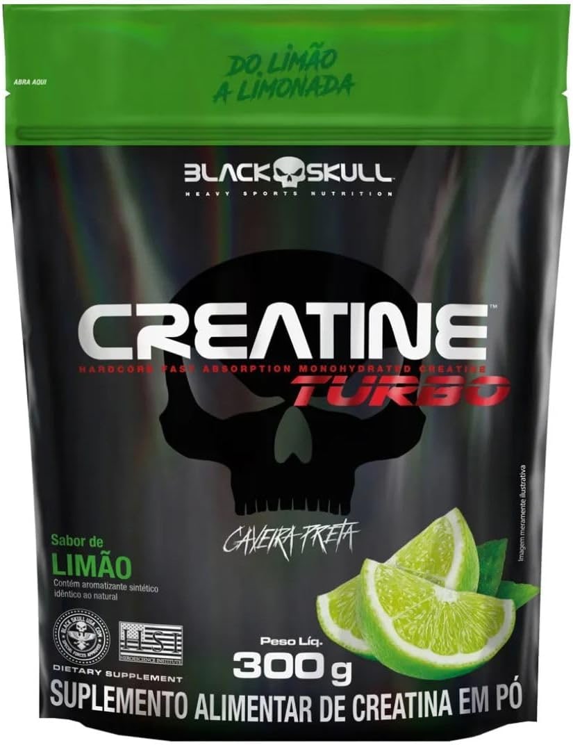 Creatine Turbo BlackSkull - Creatina Monohidratada em pó, com carboidrato para melhor absorção e performance (300g Pote, Laranja) thumbnail 8