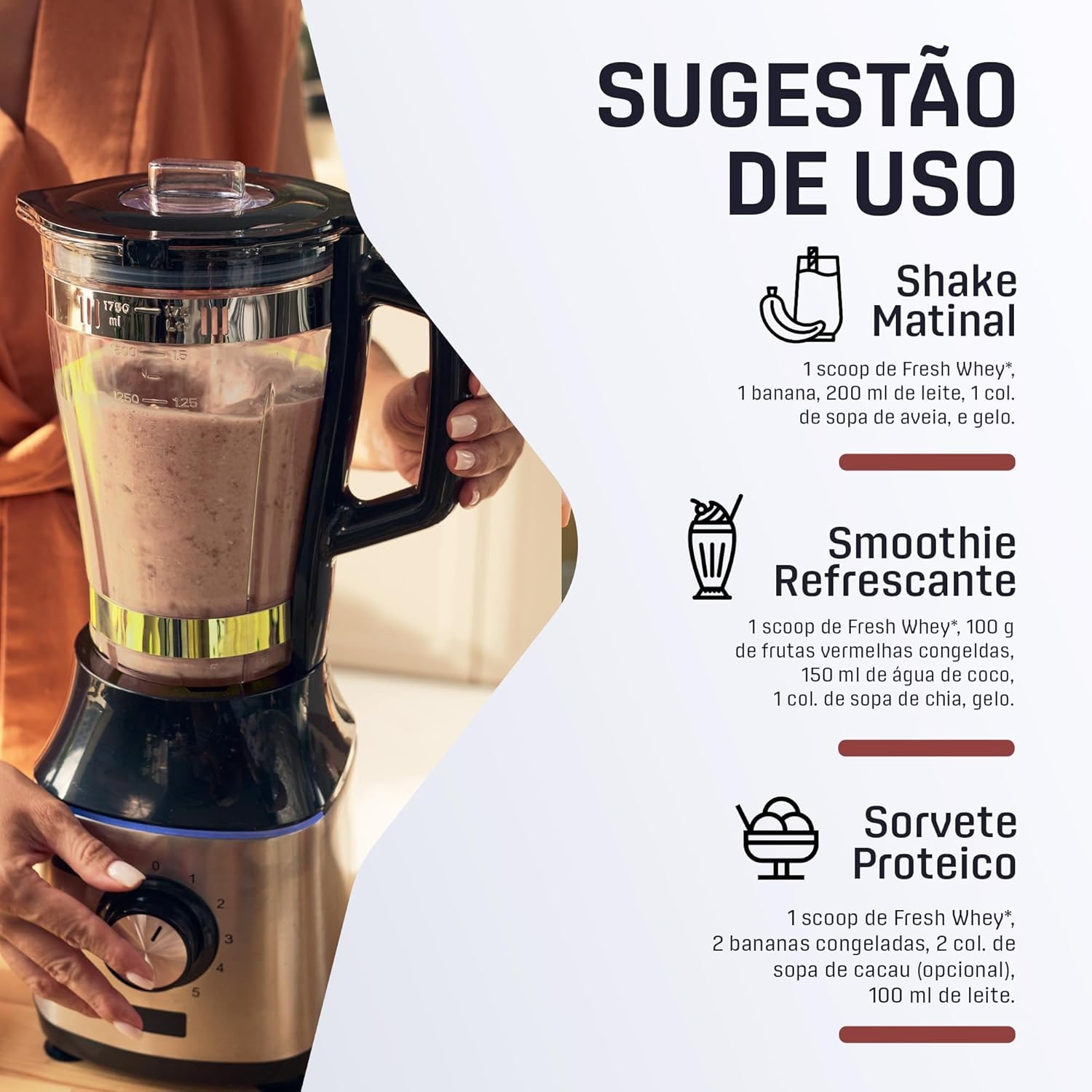 DUX HUMAN HEALTH Fresh Whey Protein 900g Chocolate e Avelã – 20g de Proteínas por Porção, Sem Glúten e Sem Lactose thumbnail 4