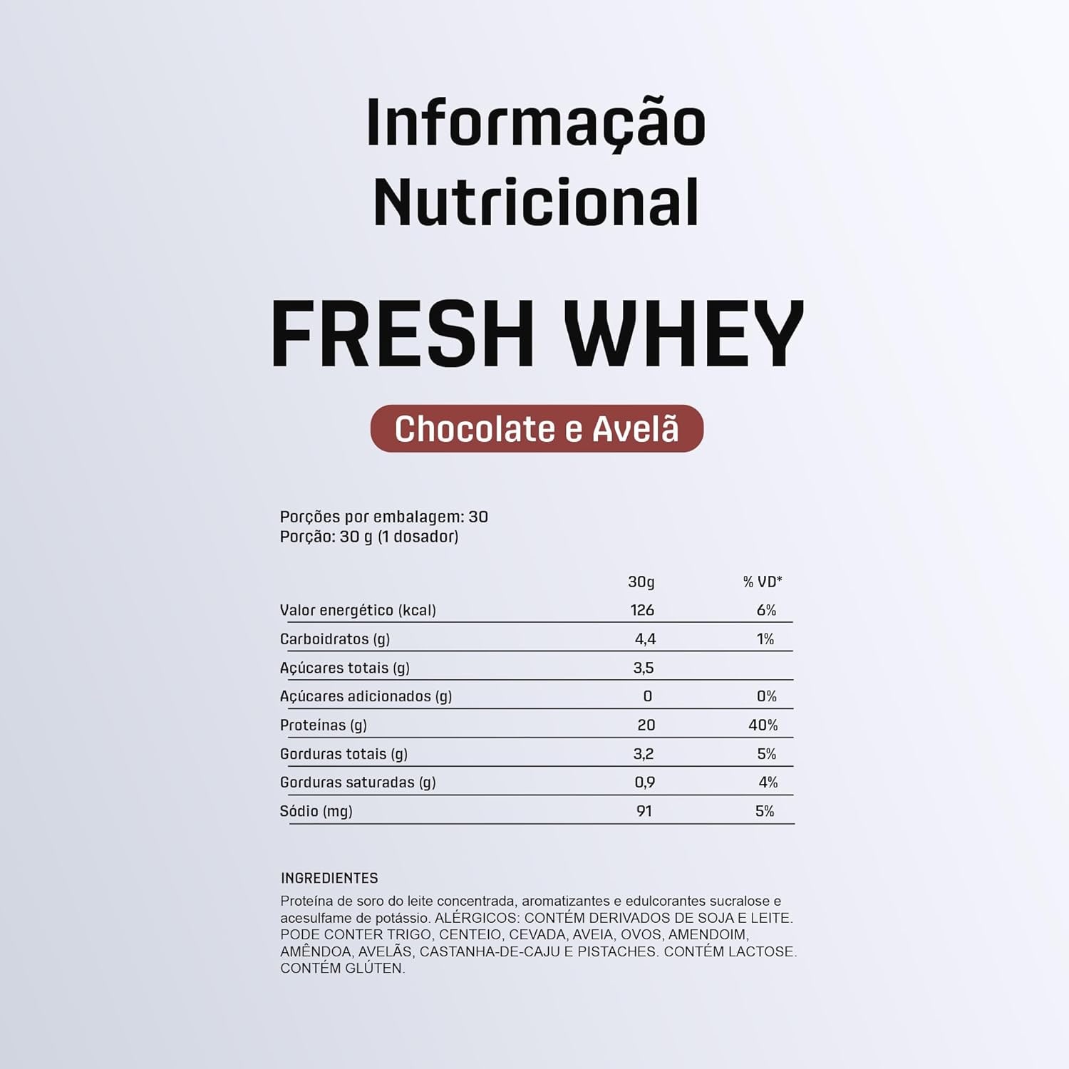 DUX HUMAN HEALTH Fresh Whey Protein 900g Chocolate e Avelã – 20g de Proteínas por Porção, Sem Glúten e Sem Lactose thumbnail 5