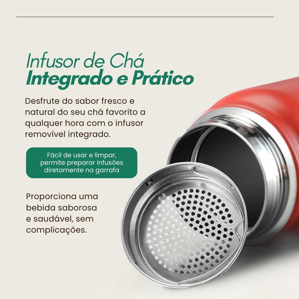 Garrafa de Água Térmica Inox 800ml Esportiva com Alça Parede Dupla Isolada a Vácuo Antivazamento Garrafinha Academia Fitness Corrida Esportes Escritório Aço Inox (Preto) thumbnail 4