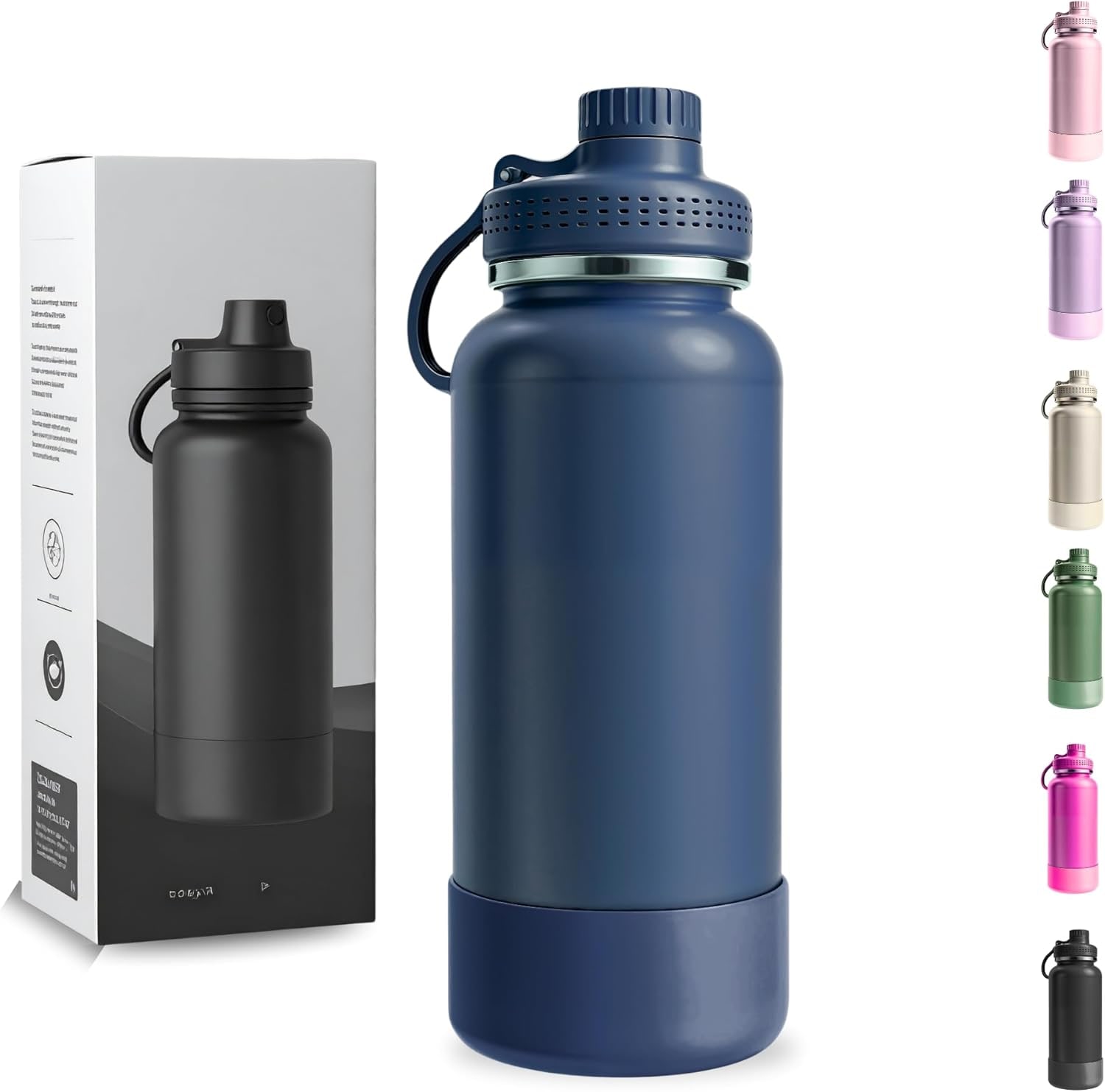 Garrafa Térmica 1000ML - Duplamente Isolada, Aço Inox 304, Base Emborrachada Anti Derrapante, Mantém Bebidas Quentes por 12 Horas e Geladas por 24 Horas (Preto Slin) thumbnail 7