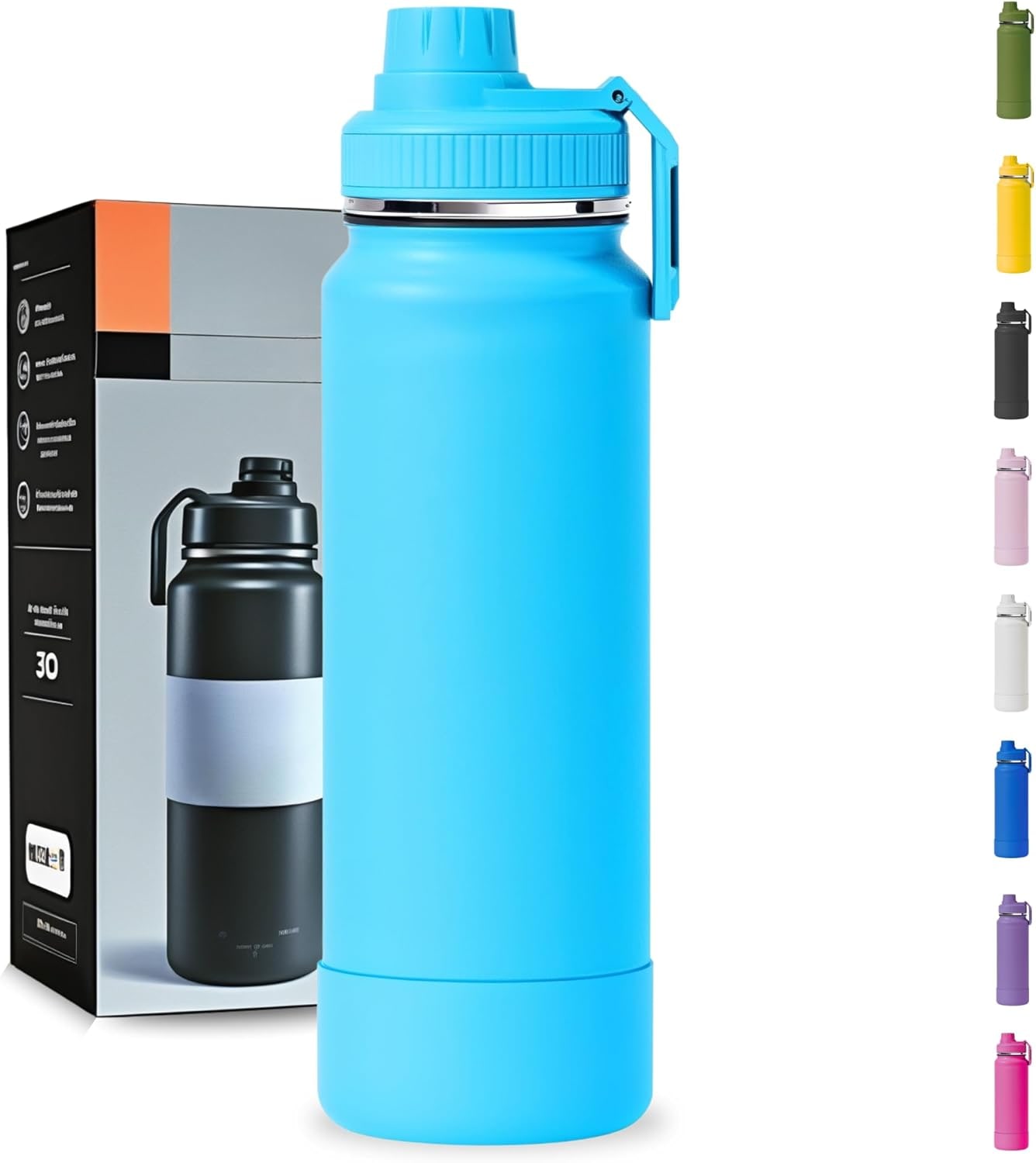 Garrafa Térmica 1000ML - Duplamente Isolada, Aço Inox 304, Base Emborrachada Anti Derrapante, Mantém Bebidas Quentes por 12 Horas e Geladas por 24 Horas (Preto Slin) thumbnail 10