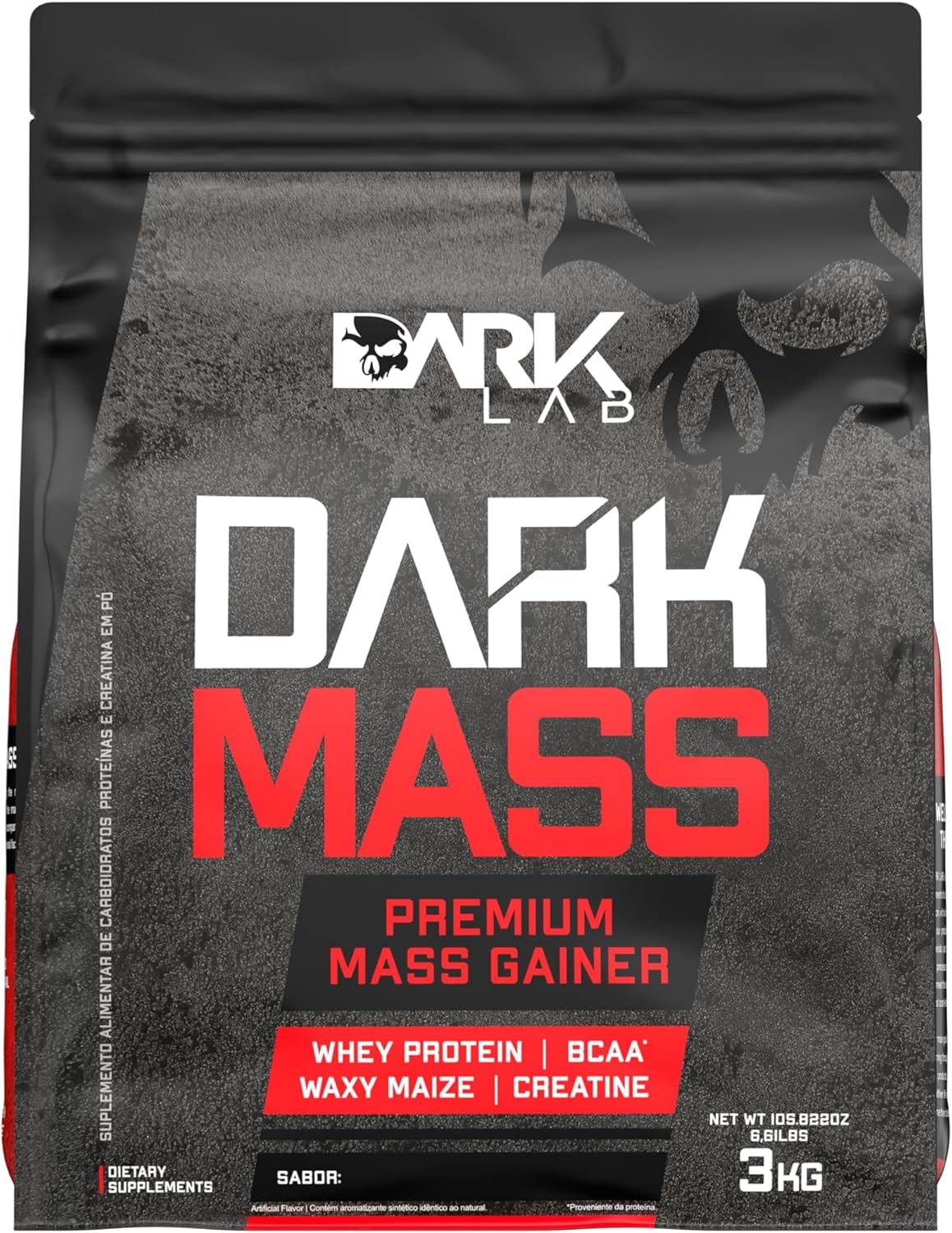 Hipercalórico Dark Mass Dark Lab, 3kg, Morango, Ganho de Massa