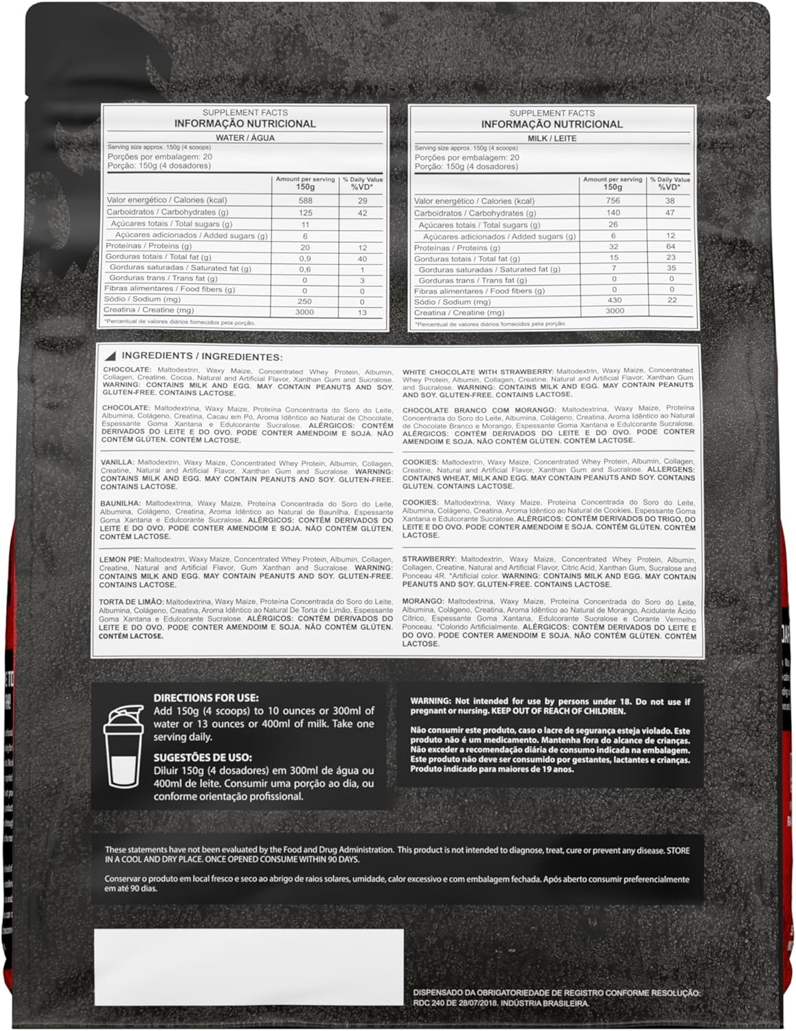 Hipercalórico Dark Mass Dark Lab, 3kg, Morango, Ganho de Massa thumbnail 4