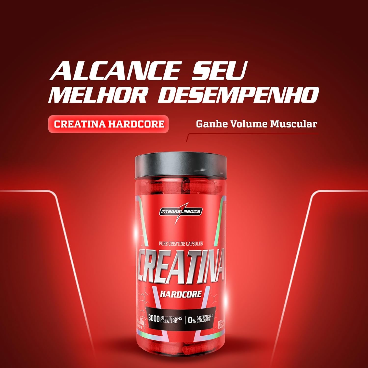 Integralmedica - Creatina em Cápsulas Hardcore - 100% Pura e Monohidratada - 120 Cápsulas thumbnail 2