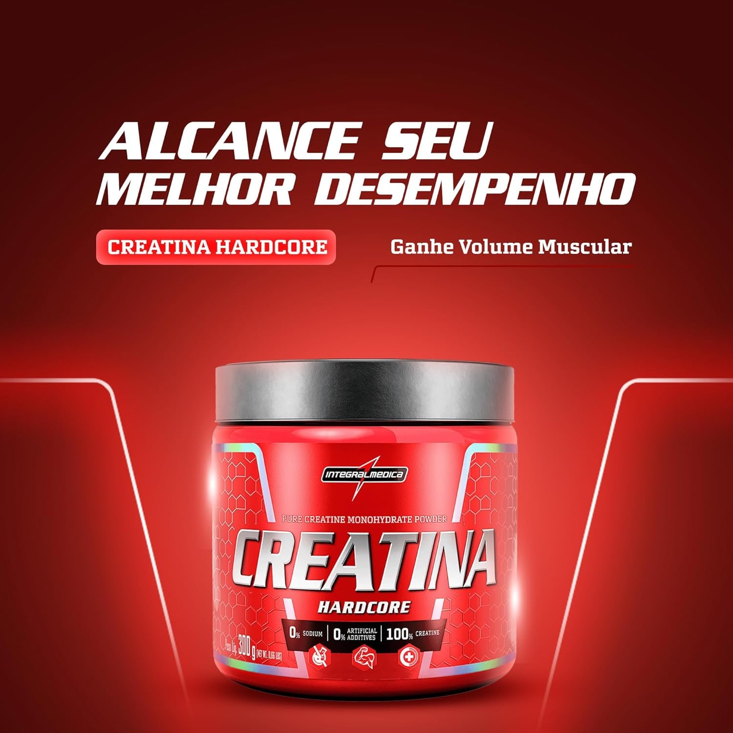 Integralmedica - Creatina em Pó Hardcore 100% Pura e Monohidratada - 300g thumbnail 2
