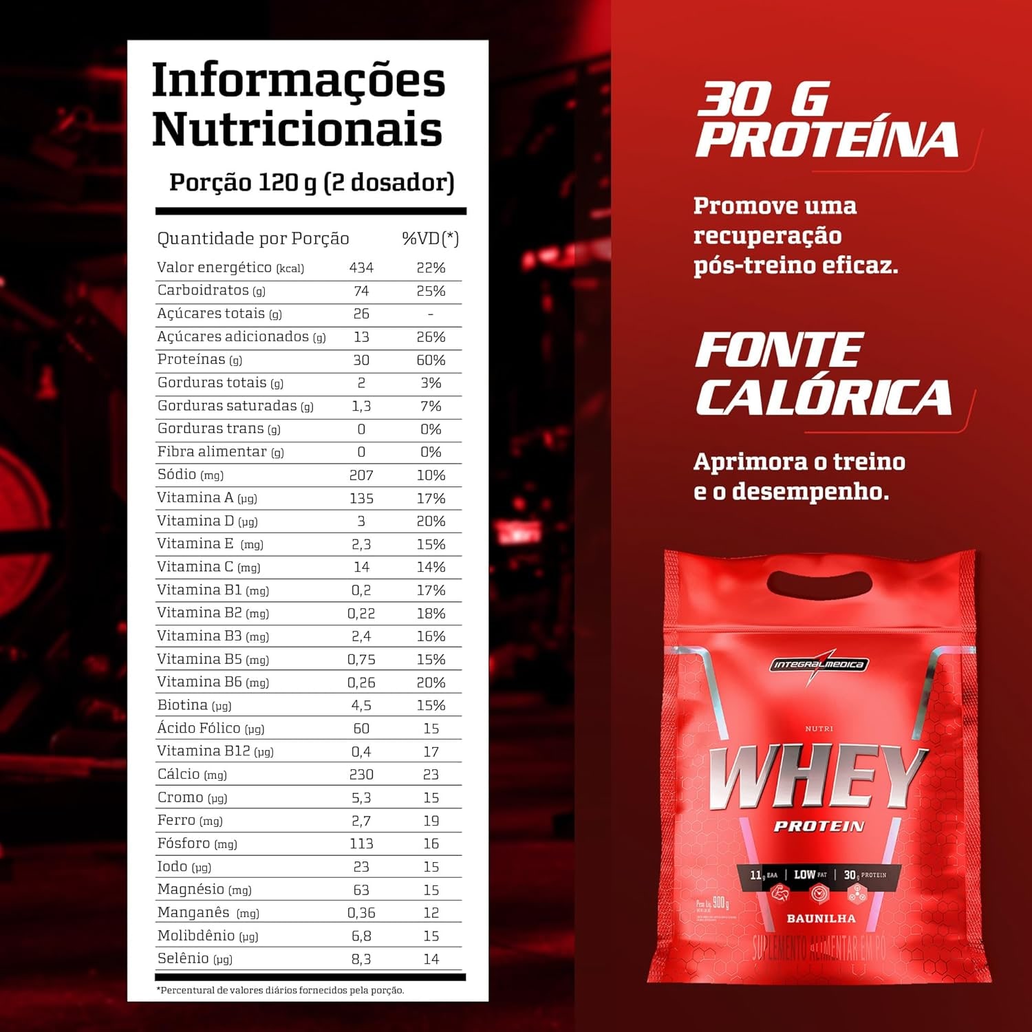 Integralmedica - Hipercalórico - Nutri Whey Protein Baunilha - Pouch 900g - Fonte de Proteínas e Carboidratos - Suplemento Alimentar, Ganho Muscular e Recuperação Pós-Treino - Super Mass Gainer thumbnail 3