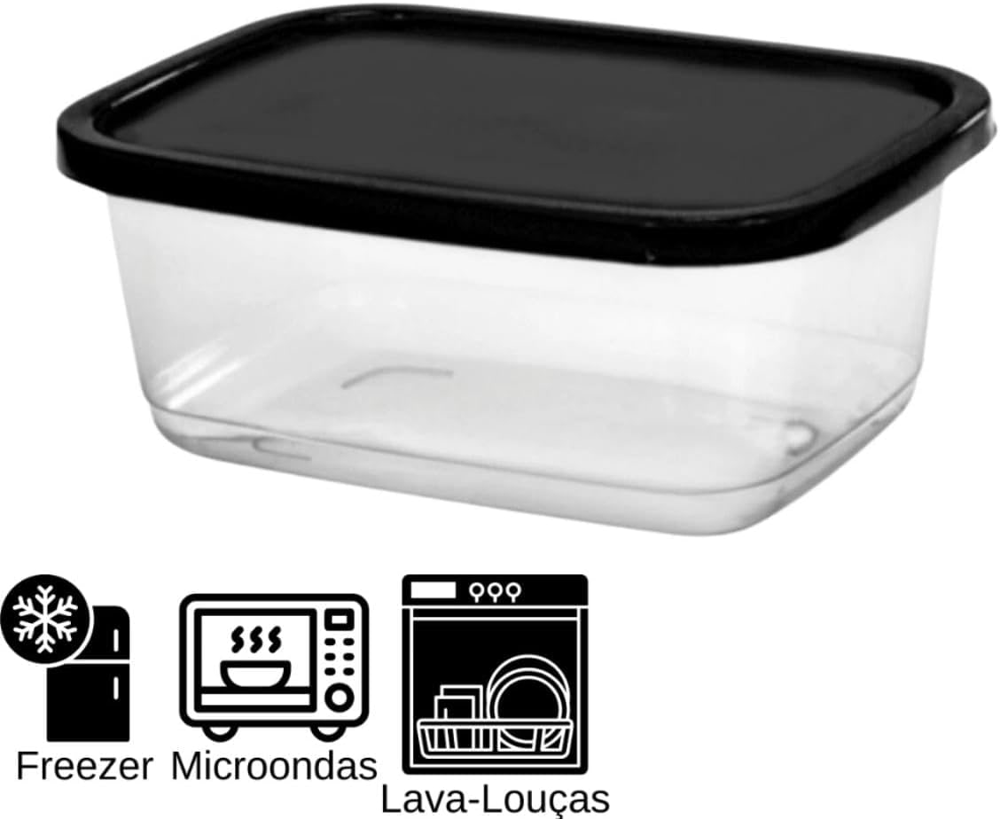 Kit 10 Un de Marmitas Fitness 500ml Para Freezer/Microondas COR:PRETO thumbnail 5