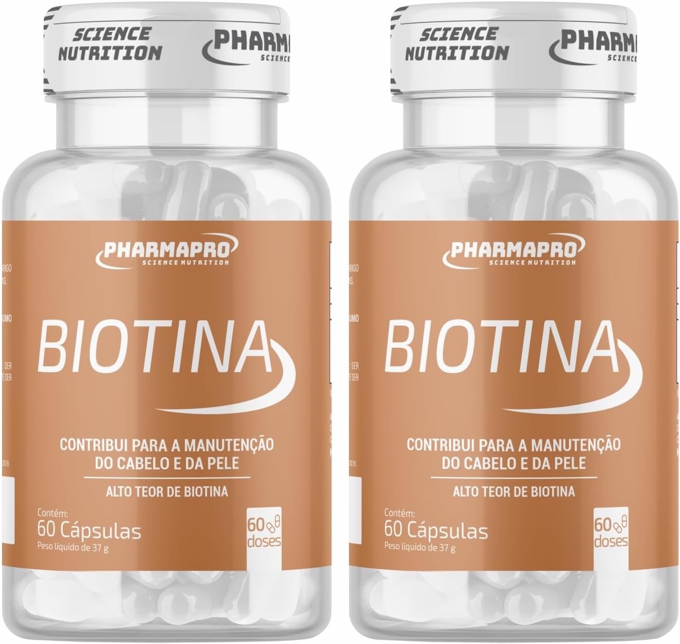 Kit 2x Biotina Pura 60 Capsulas Vitamina B7 Cabelo Pele Unha Vitamina Para Homens e Mulheres Firmeza Importada Original