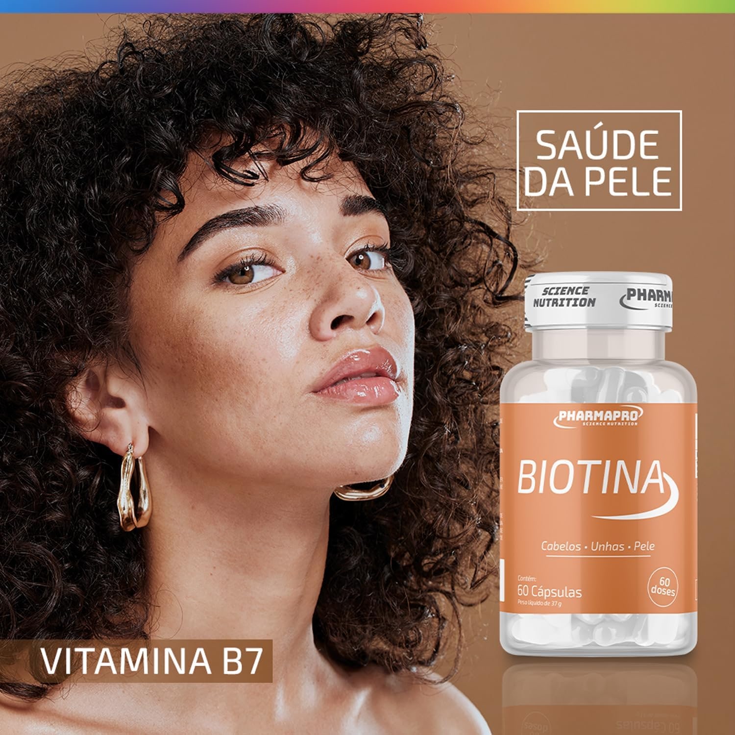 Kit 2x Biotina Pura 60 Capsulas Vitamina B7 Cabelo Pele Unha Vitamina Para Homens e Mulheres Firmeza Importada Original thumbnail 5