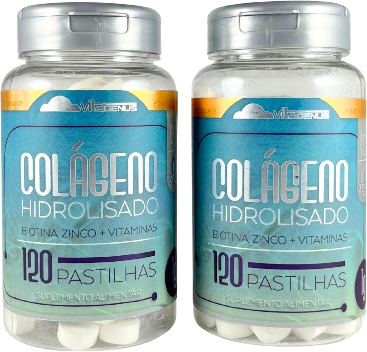 Kit 2x Colageno Hidrolisado 120 Comprimidos Colageno com Vitamina C VitaGenus