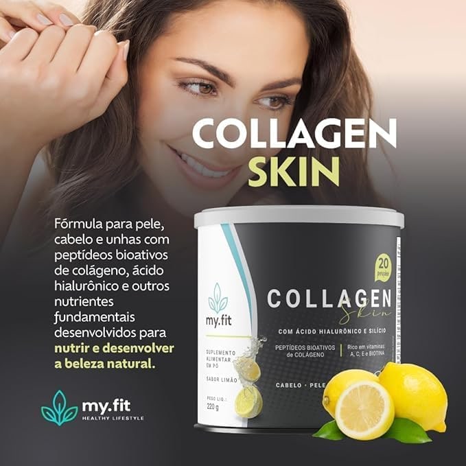 Kit 2x Collagen Skin - Colágeno Hidrolisado com Ácido Hialurônico 100mg + Biotina e Vitaminas - Fórmula Completa para Manutenção da Pele, Unhas e Cabelo + Coqueteleira Exclusiva thumbnail 4