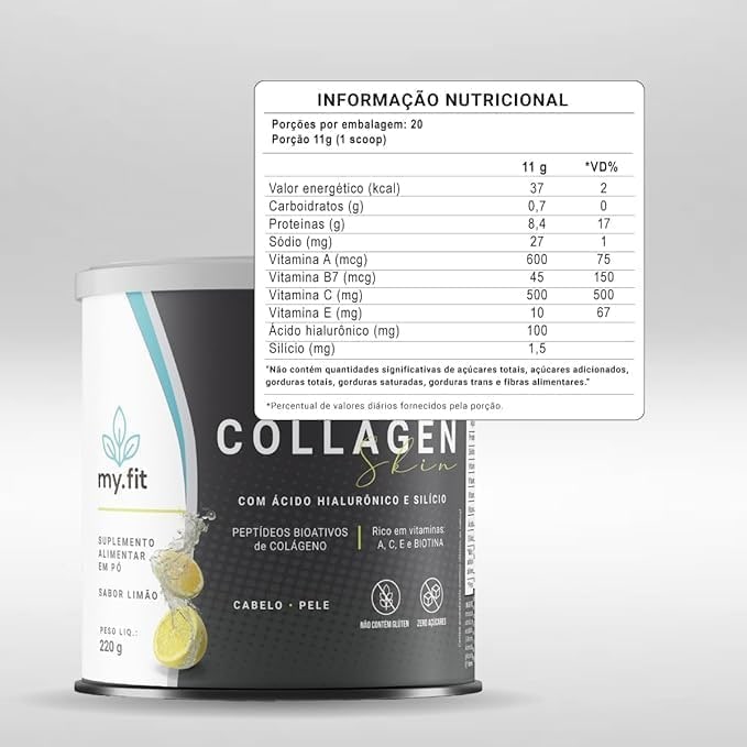 Kit 2x Collagen Skin - Colágeno Hidrolisado com Ácido Hialurônico 100mg + Biotina e Vitaminas - Fórmula Completa para Manutenção da Pele, Unhas e Cabelo + Coqueteleira Exclusiva thumbnail 5