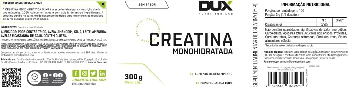 Kit 3 Creatina Monohidratada Dux Sem Sabor 300g thumbnail 3