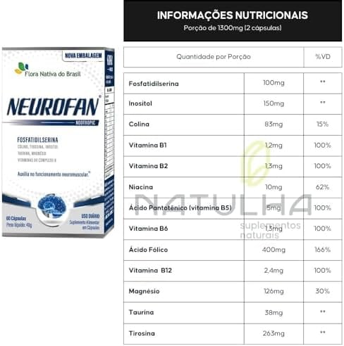 KIT 3X NEUROFAN (Fosfatidilserina + Vitaminas) 60 cápsulas - Flora Nativa thumbnail 5
