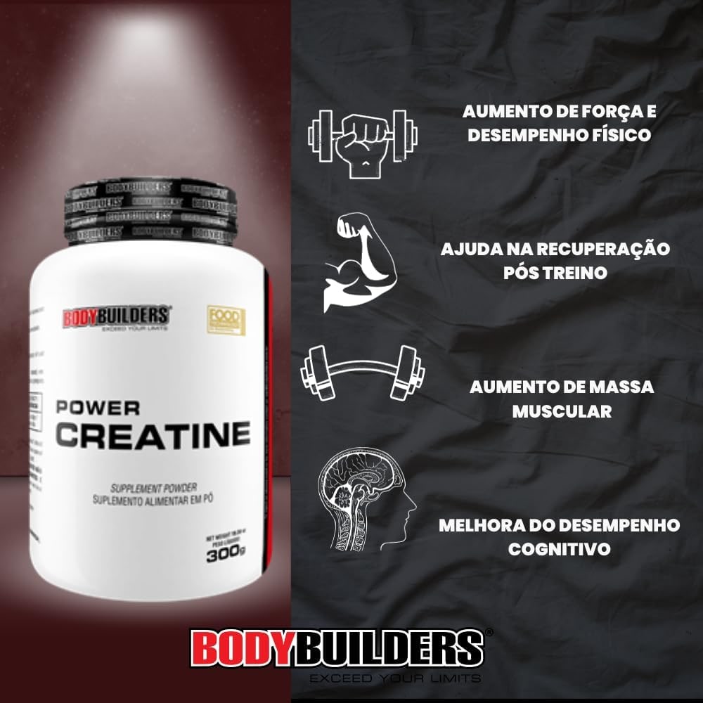 Kit Giant Whey 900g + BCAA 4,5 100g + Power Creatina 100g + Coqueteleira – Bodybuilders Sabor: Baunilha thumbnail 6