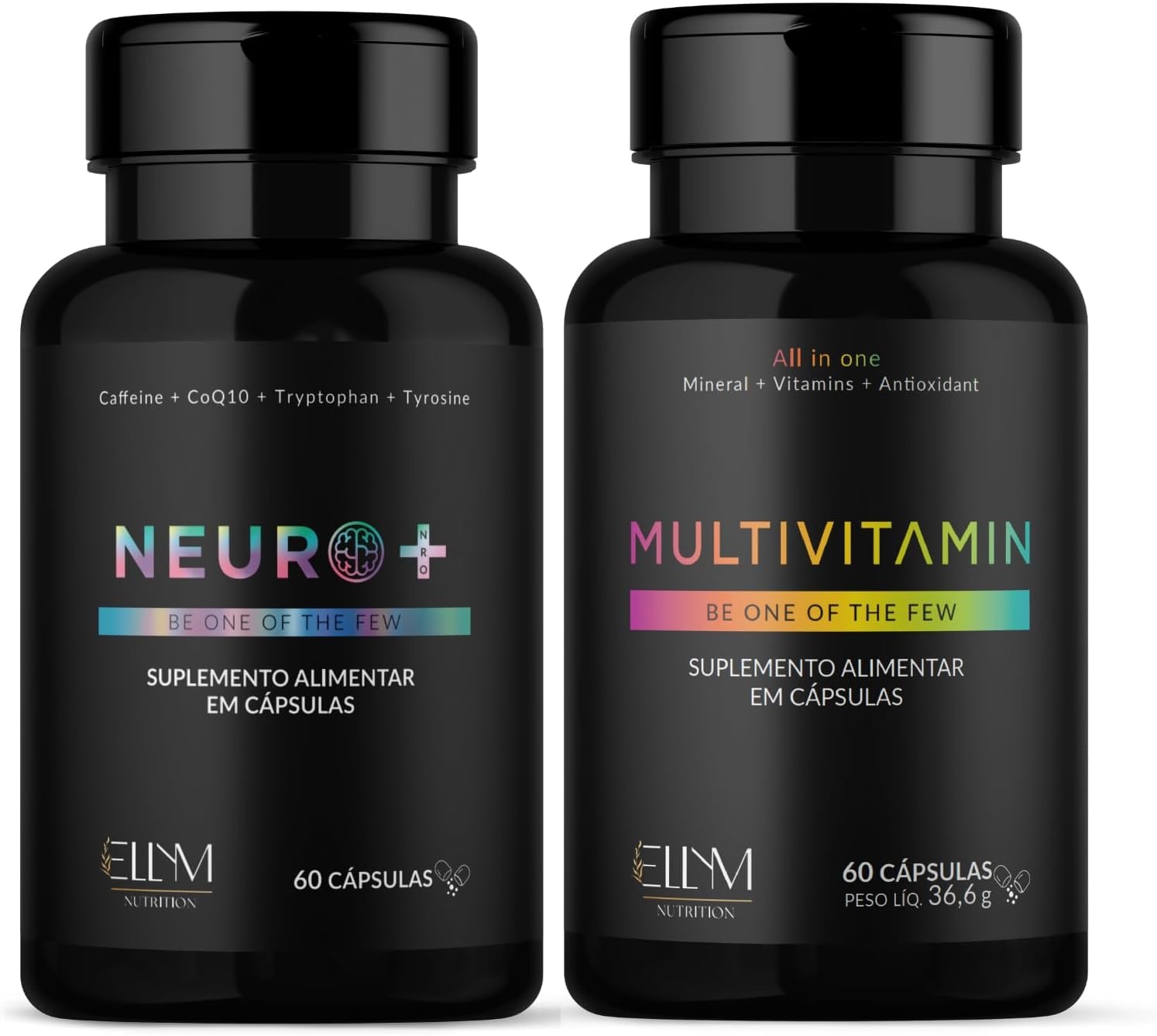 Kit Neuro+ Nootropico + Multivitaminico Completo ELLYM NUTRITION Complexo Vitaminico para o Dia a Dia para Foco e Disposição