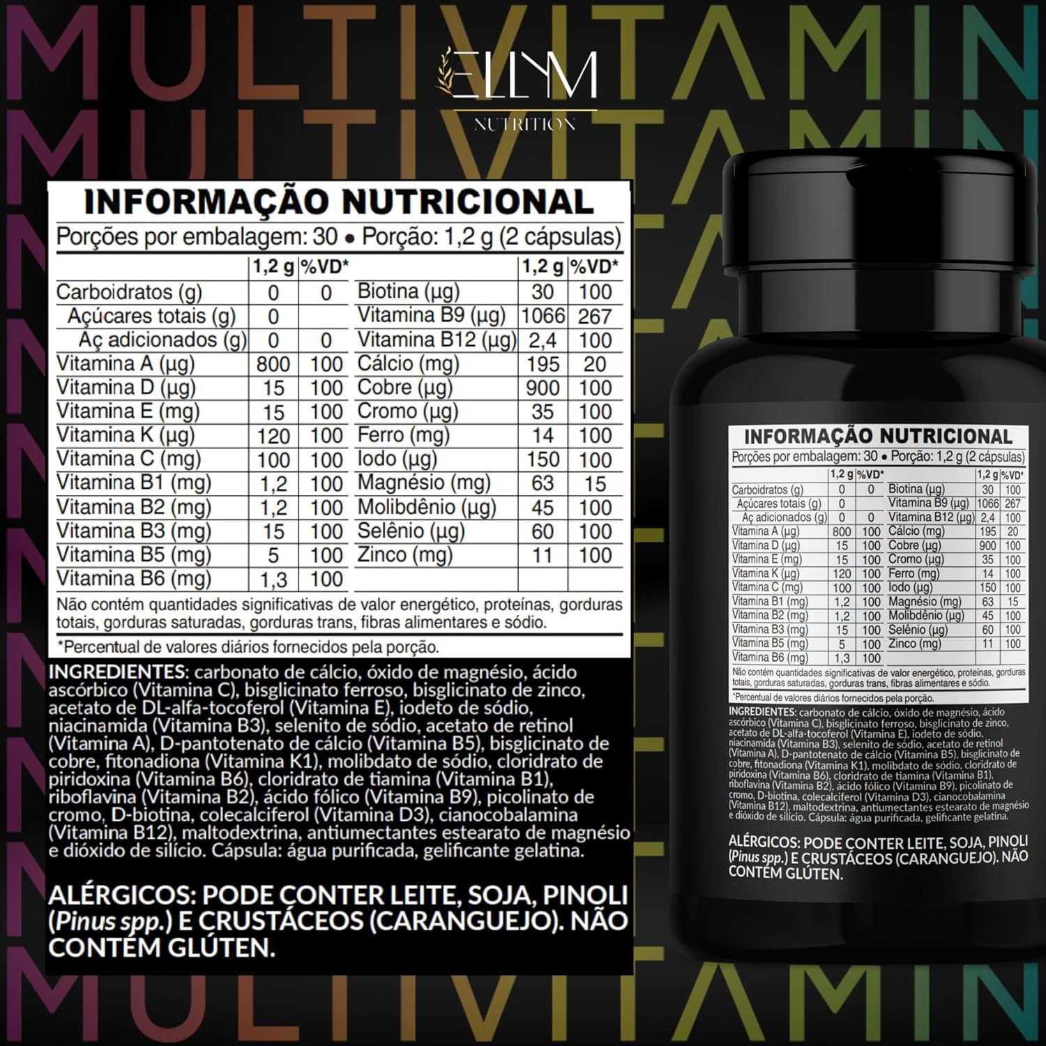 Kit Neuro+ Nootropico + Multivitaminico Completo ELLYM NUTRITION Complexo Vitaminico para o Dia a Dia para Foco e Disposição thumbnail 5