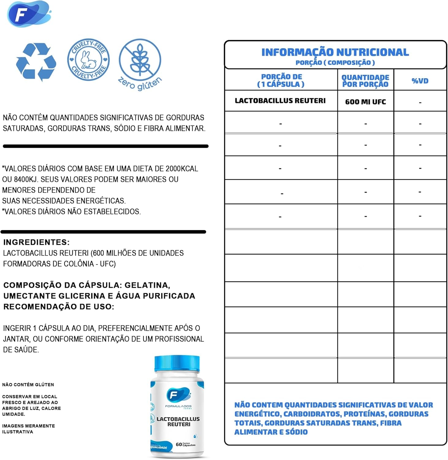 Lactobacillus Reuteri 60 Cápsulas thumbnail 2