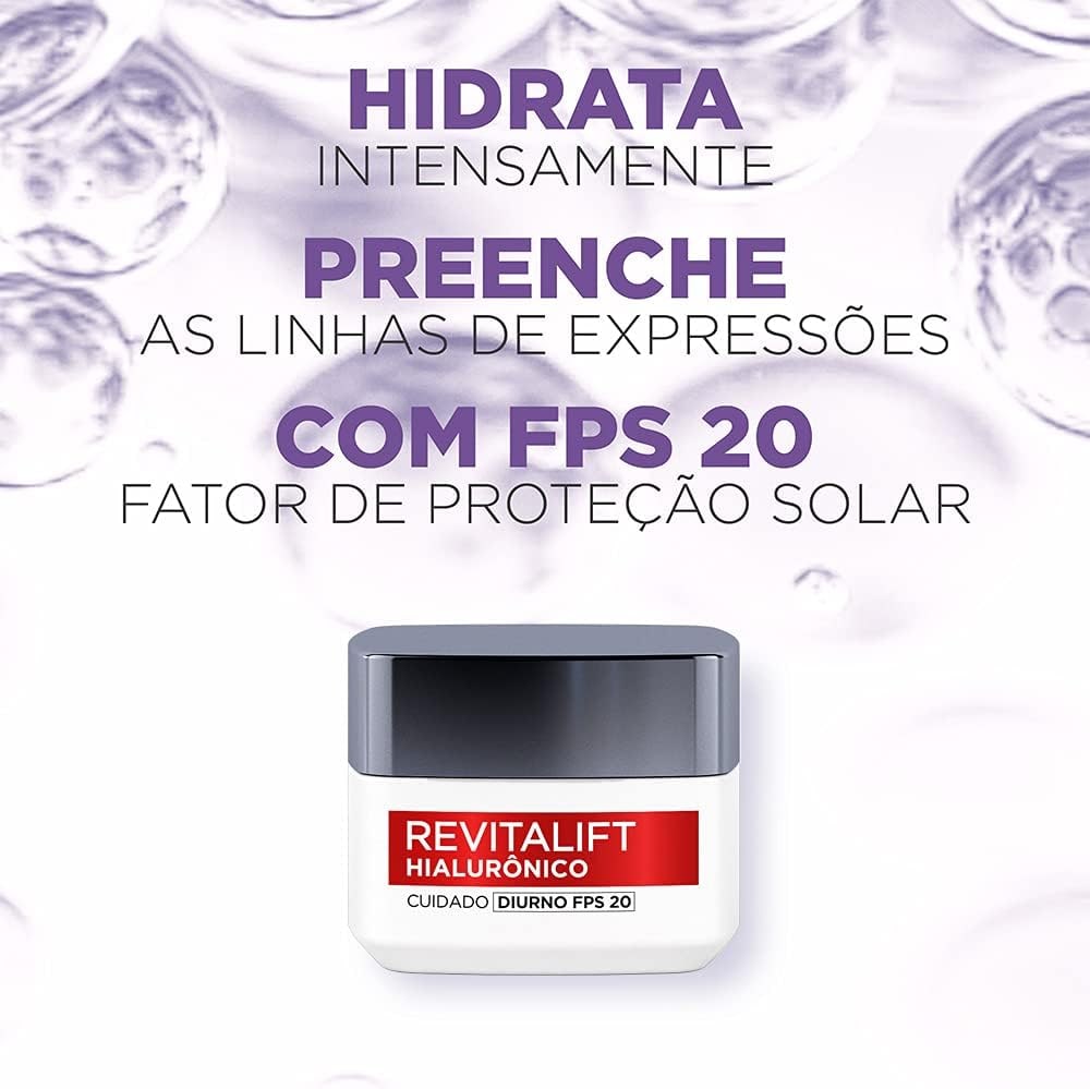 L'Oréal Paris Revitalift Hialurônico Creme Hidratante Facial Antirugas Diurno, Reduz Linhas Finas, Uniformiza a Pele, Melhora a Textura e Firmeza, 49g thumbnail 3