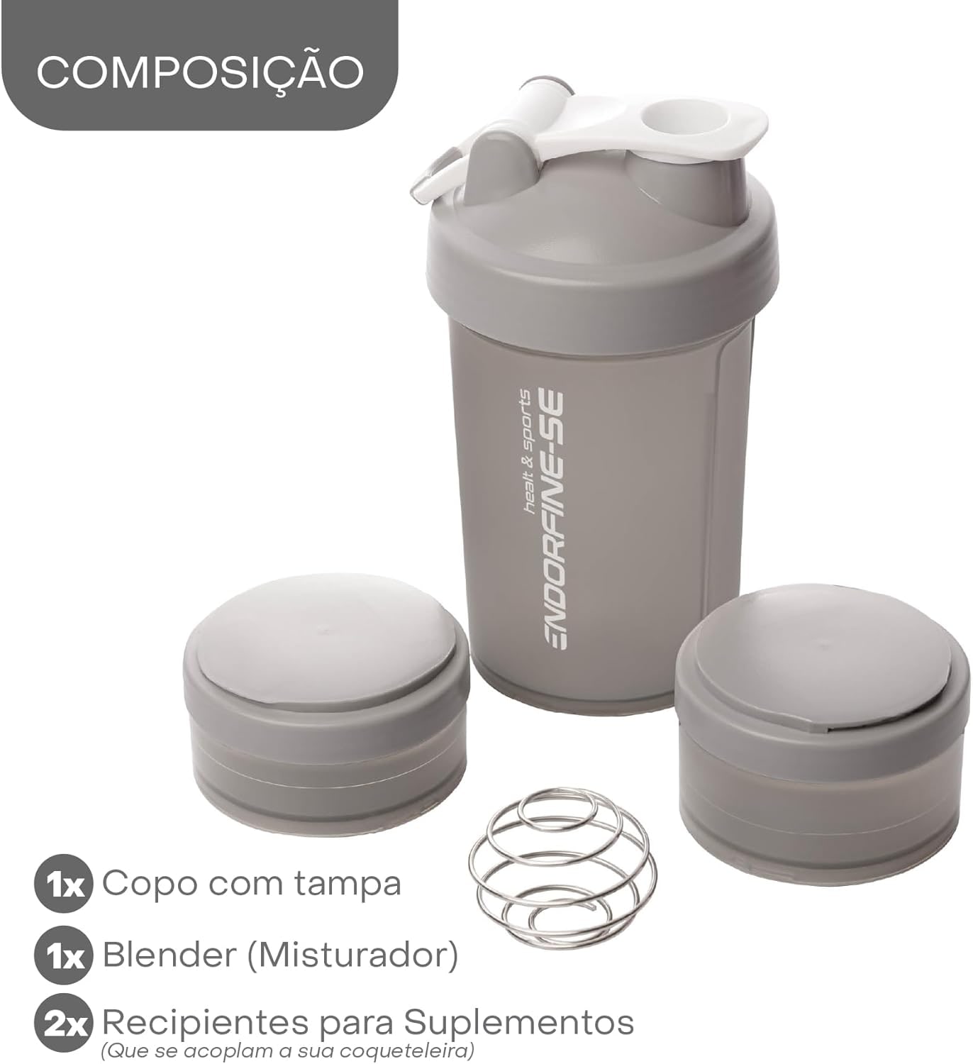 LYOR - Coqueleira shaker 3 em 1 - Performance Cinza 650ml thumbnail 4