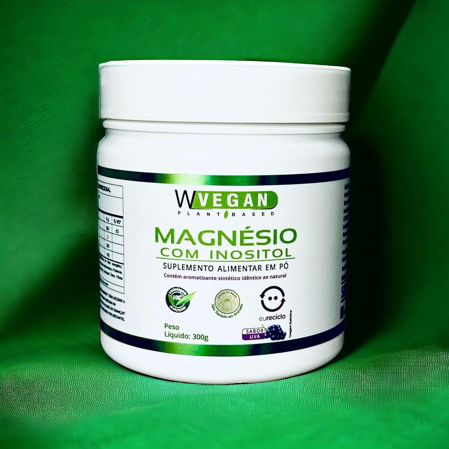 Magnesio com Inositol 300g Sabor Uva WVegan thumbnail 3