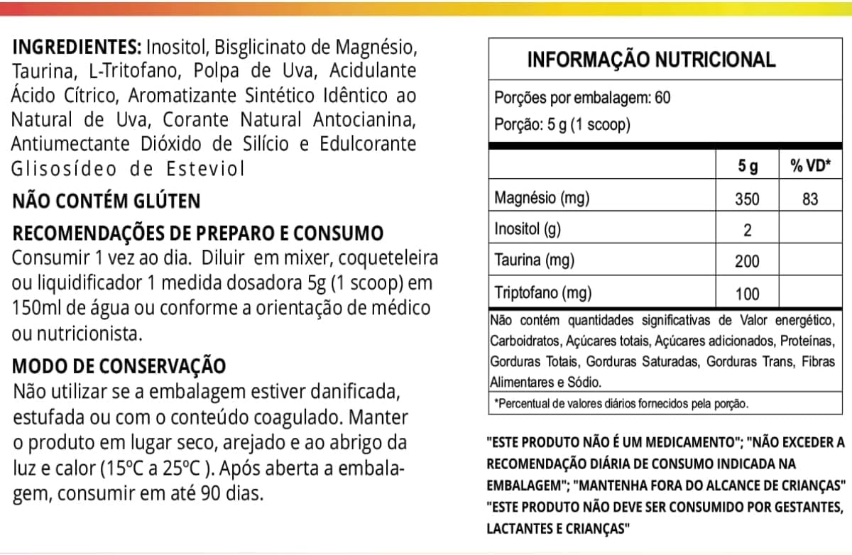 Magnesio com Inositol 300g Sabor Uva WVegan thumbnail 4
