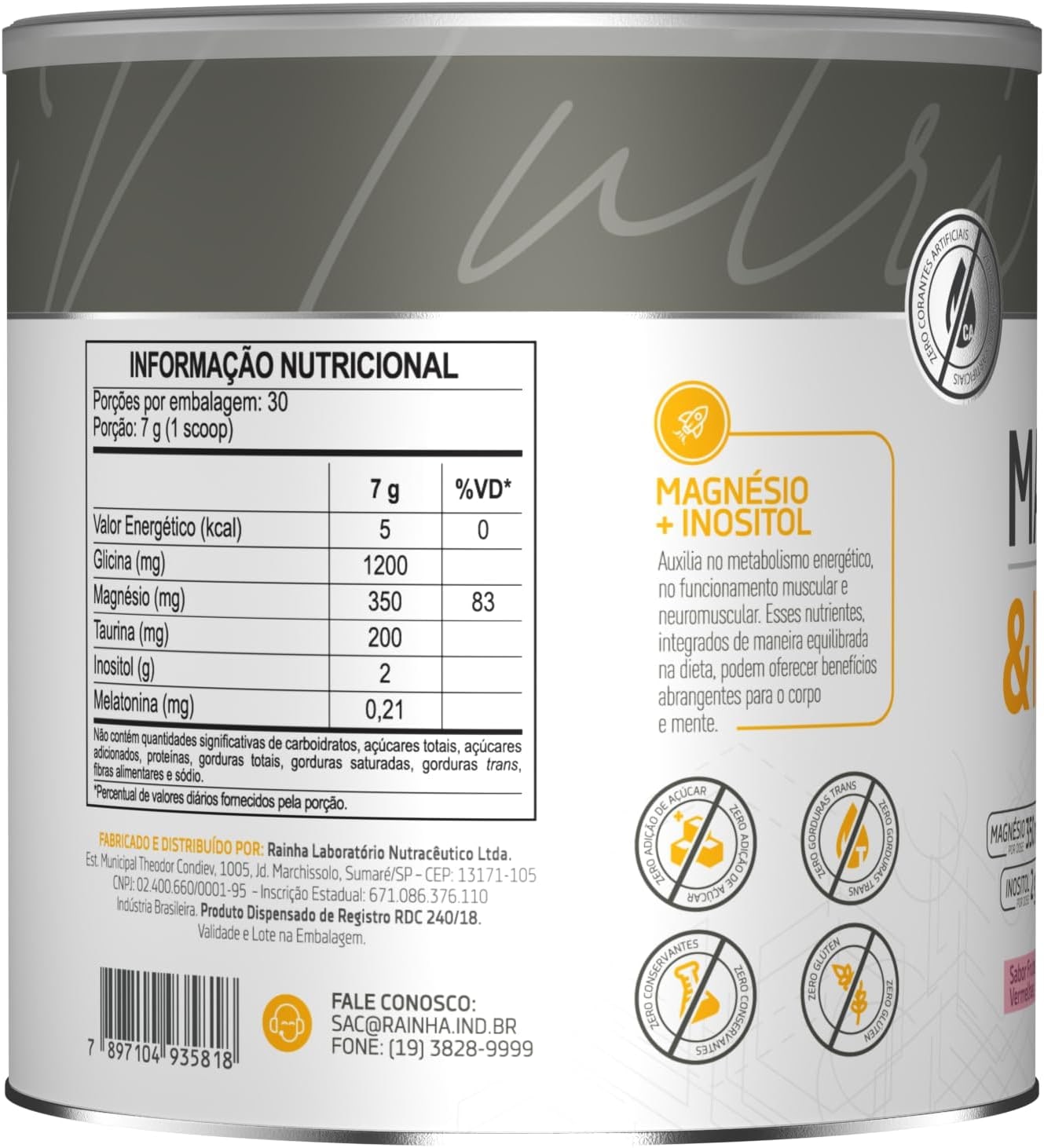 Magnésio e Inositol 210g Sabor Frutas Vermelhas Bodyaction thumbnail 3