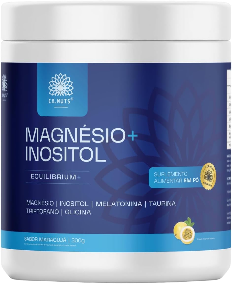 Magnésio e Inositol 300g Ca.nuts Sabor Maracujá | Magnésio, Inositol, Triptofano, Taurina e Glicina (1 Pote - 300g)